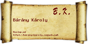 Bárány Károly névjegykártya
