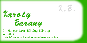 karoly barany business card