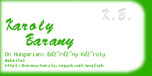 karoly barany business card